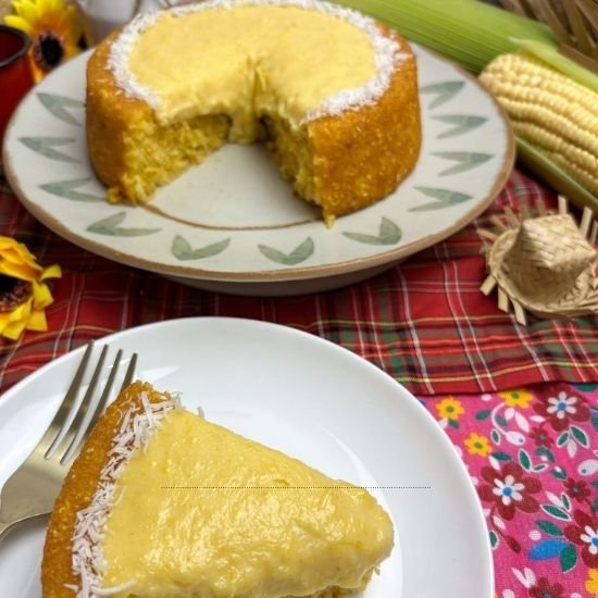 Bolo de Milho Verde com Brigadeiro de Milho Cremoso